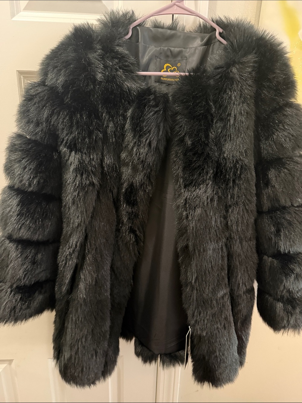 Luxurious Black Teddy Faux Fur Coat - Womens Plush Outerwear